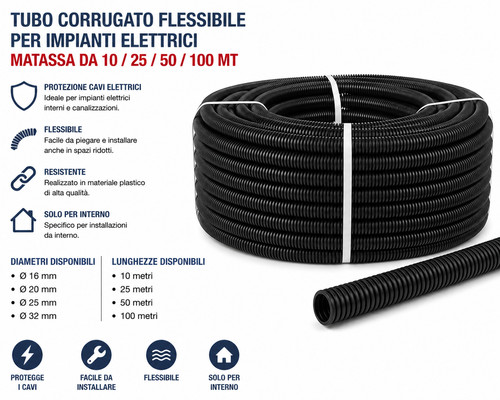 Tubo corrugato flessibile nero - flessibile,